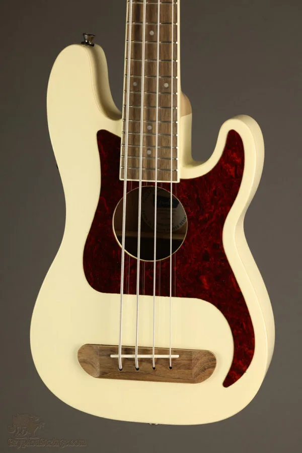 Fender Fullerton Precision Bass® Uke, Walnut Fingerboard, Tortoiseshell Pickguard, Olympic White – New
