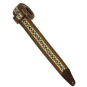 Henry Heller 2″ Tort-O Herringbone Cotton Brown w/Yellow & Black