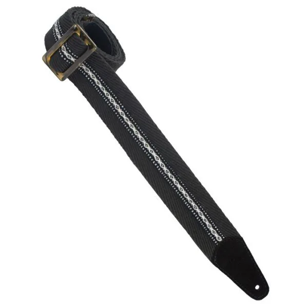 HERRINGBONE WOVEN BLACK, NARROW BLACK CENTER