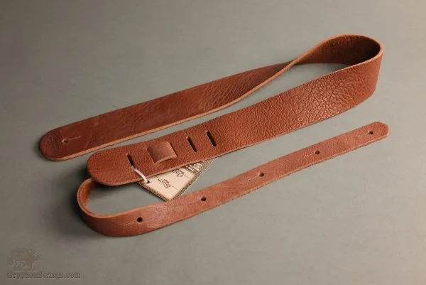 Lakota Leathers American Bison Guitar Strap 2″, Tobacco