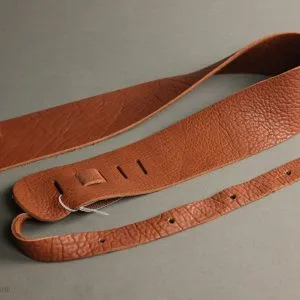 Lakota Leathers American Bison Guitar Strap 3″, Tobacco