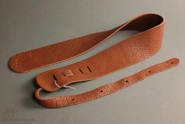 Lakota Leathers American Bison Guitar Strap 3″, Tobacco