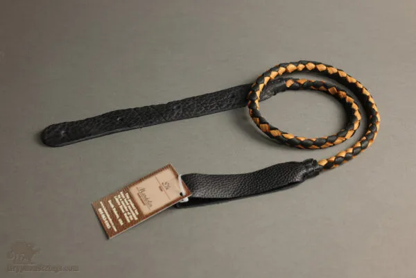 Lakota Leathers Mandolin Straps – Braided Round, Black/Tan, 43″