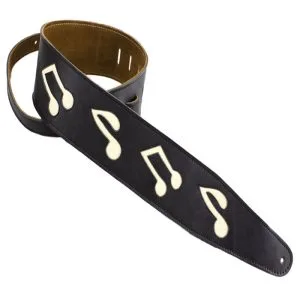 LEATHER SERIES CUT OUT, BLACK W/ WHITE MUSIC NOTES