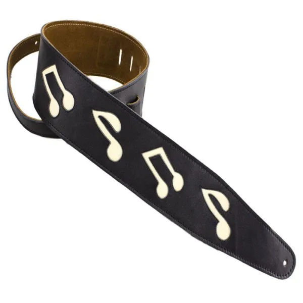 LEATHER SERIES CUT OUT, BLACK W/ WHITE MUSIC NOTES