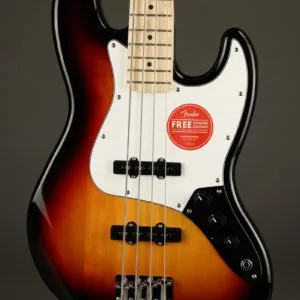 Squier Affinity Series® Jazz Bass®, Maple Fingerboard, White Pickguard, 3-Color Sunburst – New