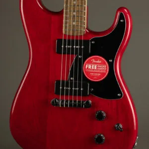 Squier Paranormal Strat-O-Sonic, Laurel Fingerboard, Black Pickguard, Crimson Red Transparent – New