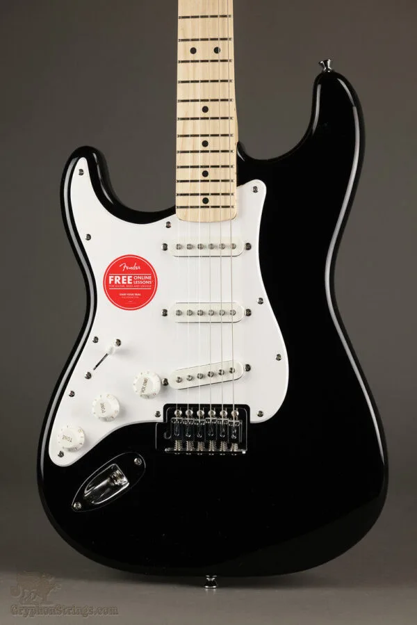Squier Sonic® Stratocaster® Left-Handed, Maple Fingerboard, White Pickguard, Black – New