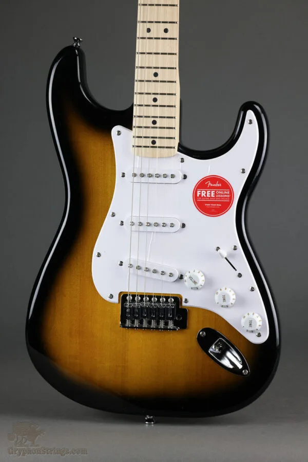 Squier Sonic™ Stratocaster®, Maple Fingerboard, White Pickguard, 2-Color Sunburst – New