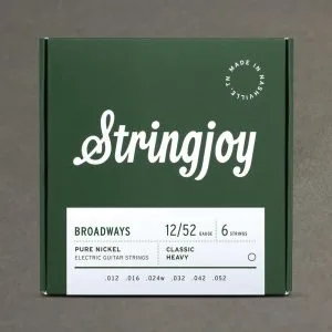 Stringjoy Broadways | Classic Heavy Gauge (12-52) Pure Nickel Electric Guitar Strings